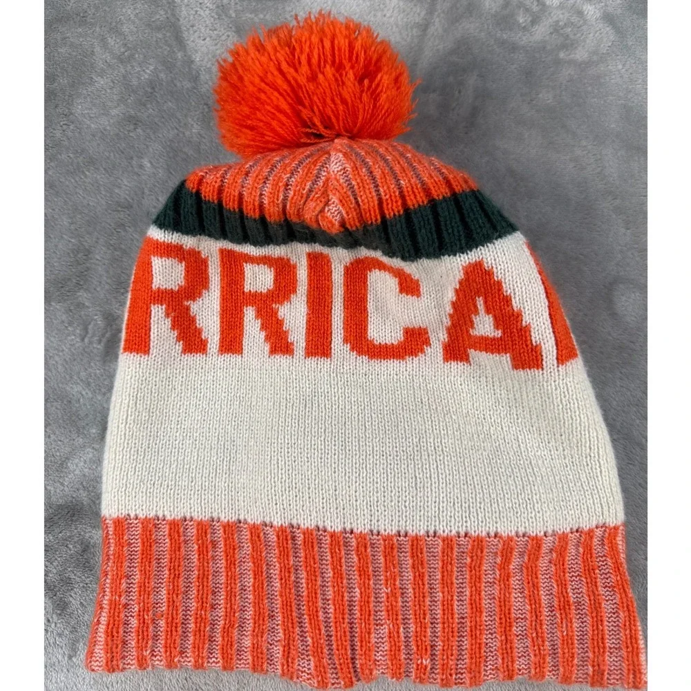 Miami Hurricanes Beanie New Era Unisex OSFM NCAA Football Orange White EUC